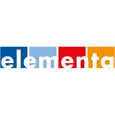 Logo von Elementa mit farbigen Buchstaben
